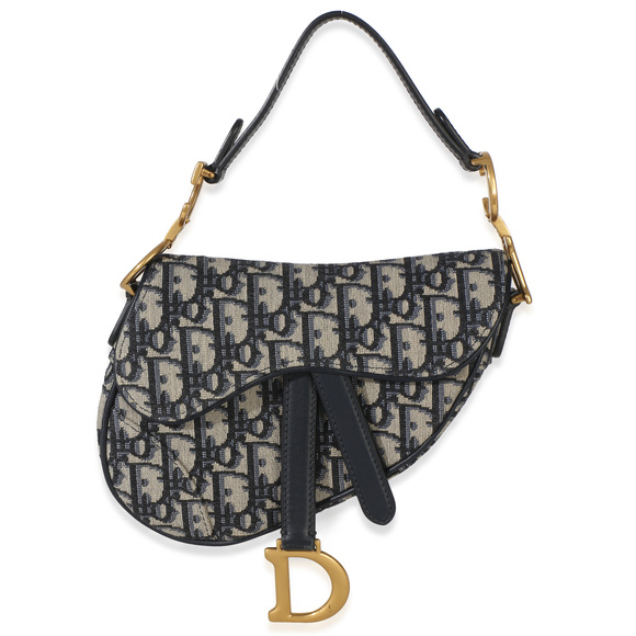 Christian Dior Handbags - Christian Dior Navy Oblique Canvas Mini Saddle Bag